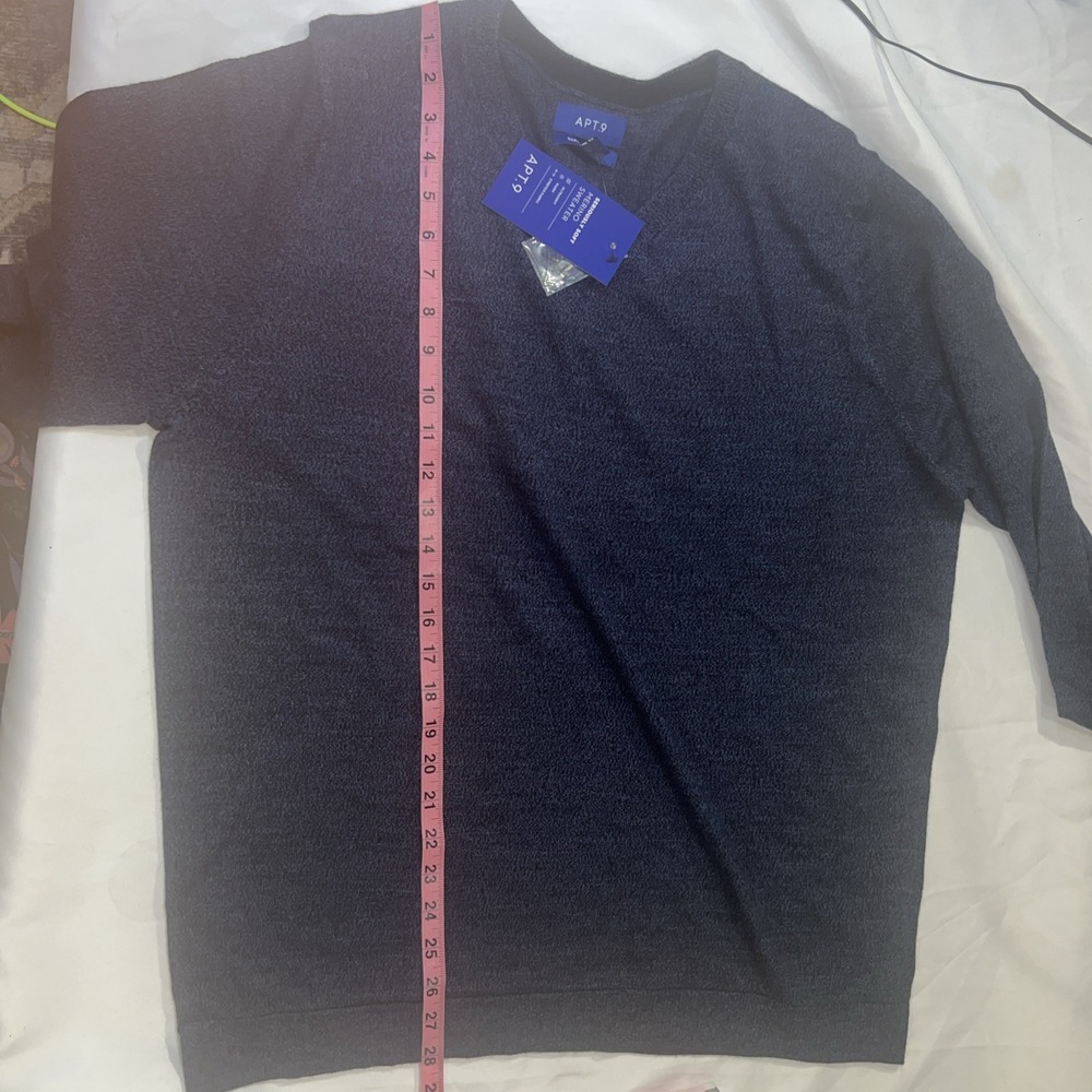 Apt.9 Mens Sweater C-large Blue V-neck Retail $56 NWT Christmas Pics So Soft 251 - Picture 8 of 9